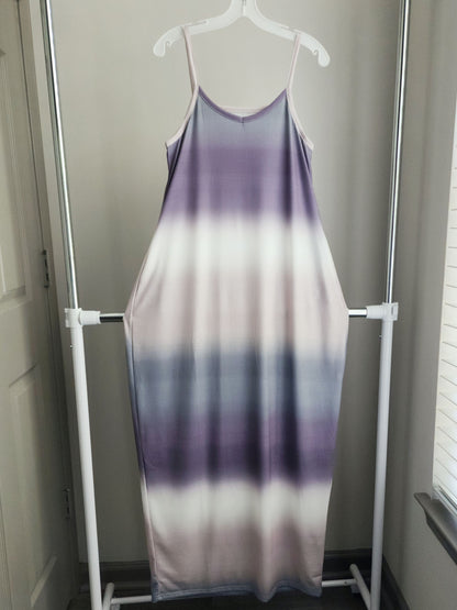 Ombre Sleeveless Maxi Dress with Pockets in Ash Gray