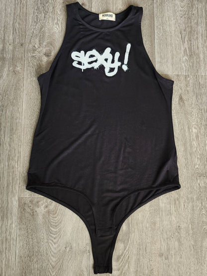 Sexy Sleeveless Racerback Bodysuit in Black