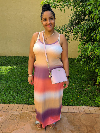 Ombre Sleeveless Maxi Dress with Pockets in Taupe