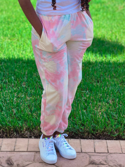 Tie Dye Jogger Pants in Pink Splash