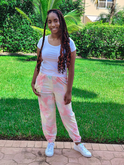 Tie Dye Jogger Pants in Pink Splash